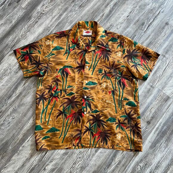 Vintage 70's Bob Scott Polyester Hawaiian Shirt Korea L - Picture 1 of 5